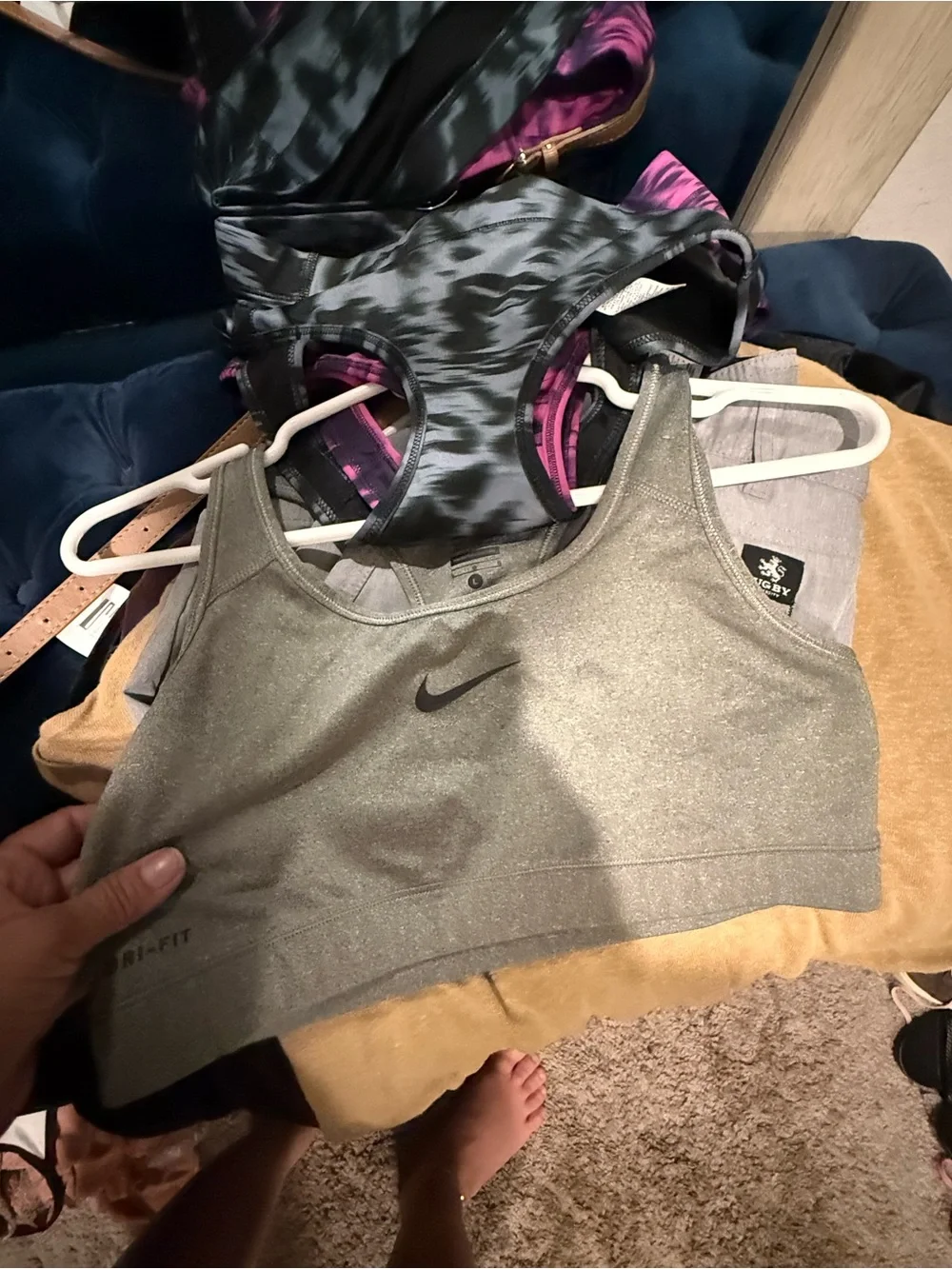 Nike Pink and Purple Tie-Dye Dri-FIT Racerback Sports Bra